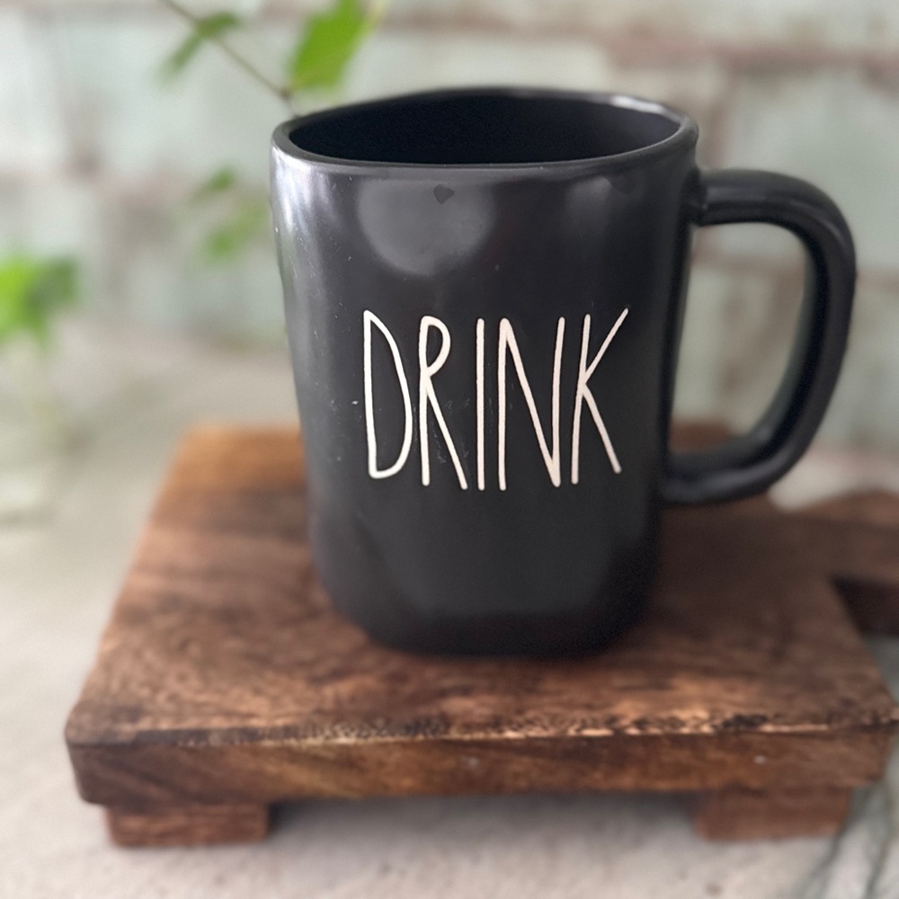 Rae Dunn Black Mug with White 'DRINK' Lettering